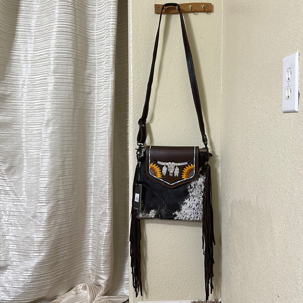 NWT Myra Crossbody Haircalf Leather Western Fringe